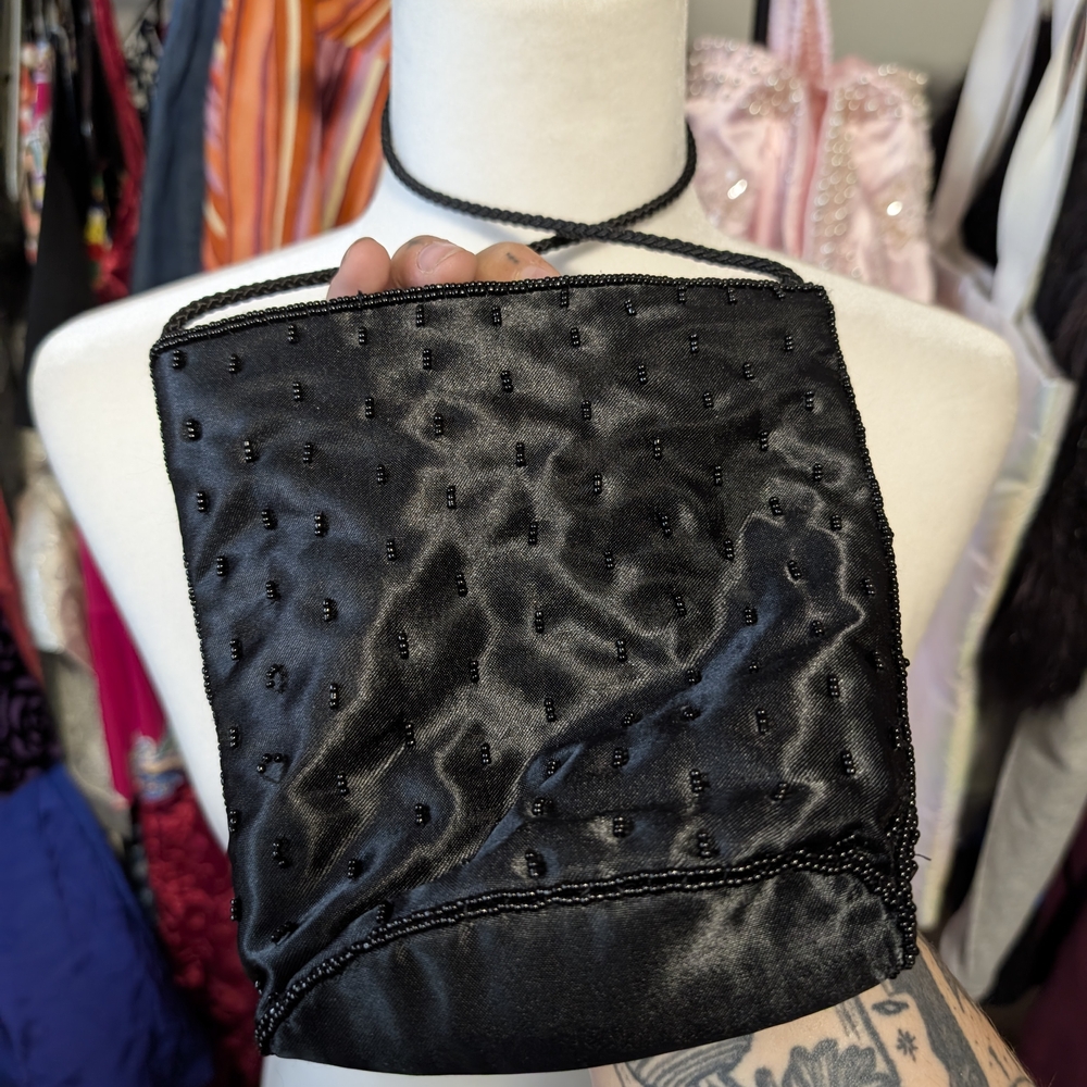 Elegant Black Beaded Women's Bag - Picture 4 of 5